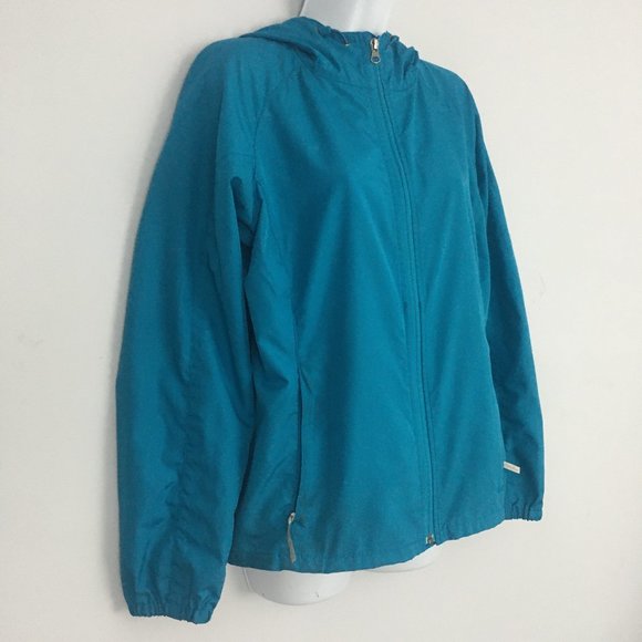 Eddie Bauer Womens S Teal Packable 100% Polyester Full Zip Lightweight Hoodie - Picture 3 of 10